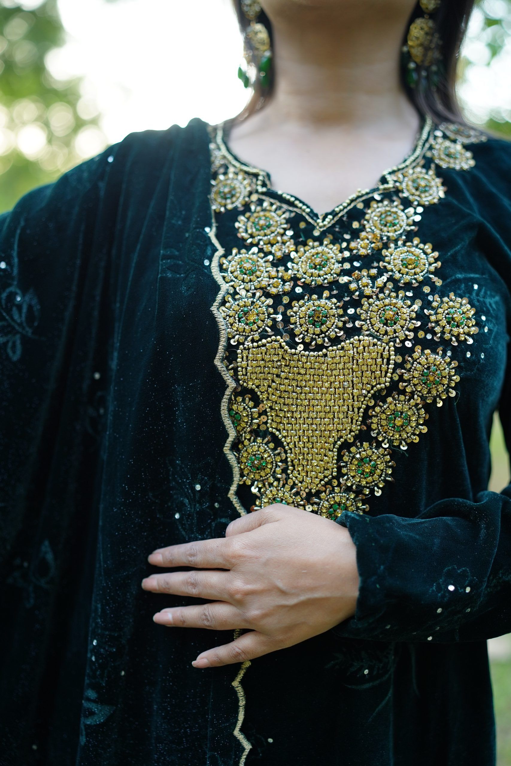 Green Velvet Dress - Image 3