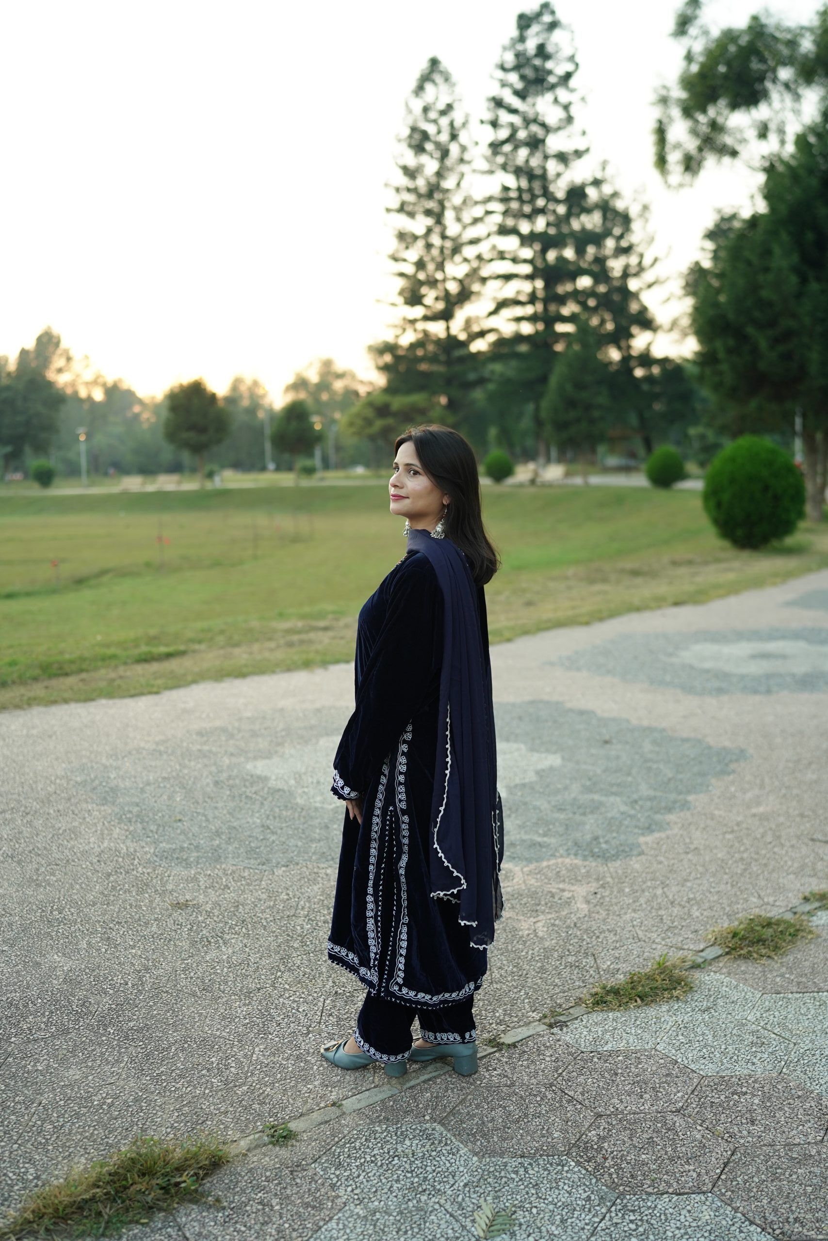 Blue Velvet Dress - Image 2